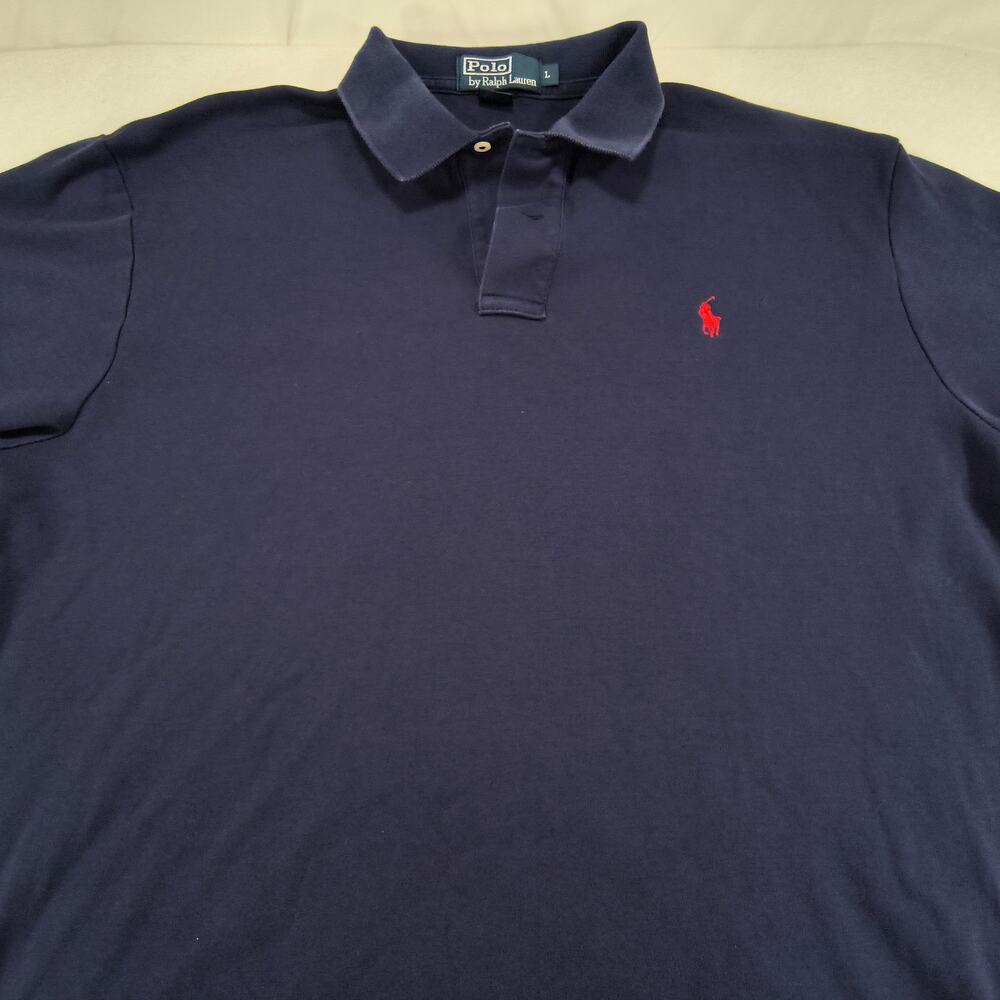 Polo by Ralph Lauren Short Sleeve Collared Polo Shirt Mens Size XL Navy Blue Red